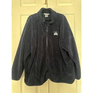 Disney Parks Disneyland Resort Jacket Mens 3XL Navy Blue Sherpa Fleece Full Zip